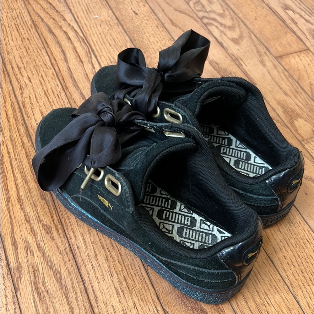 Puma satin laced Black Sneakers